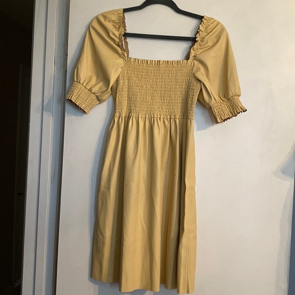 7 For All Mankind Faux Leather Puff Sleeve Fit & Flare Dress - Picture 3 of 8